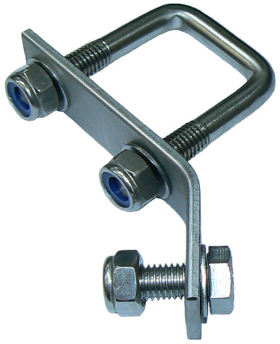 Circular or dual polarised Yagi strut clamp, 304 stainless steel with 45¡ bend – suits 25mm RHS boom